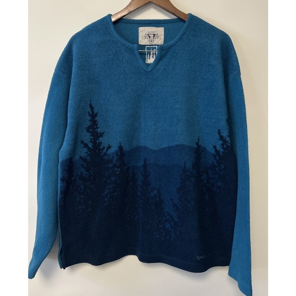 Vintage Arctic Scenic Mountain‎ Fleece Pullover Womens XL Appalachian Granny